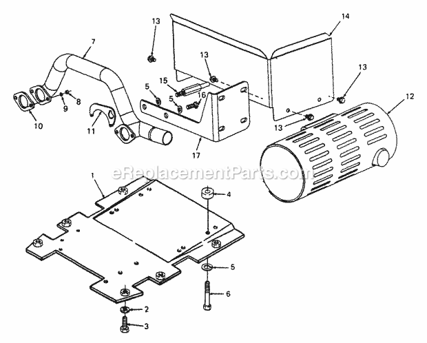 Engine Mounting, Muffler And Air Duct Diagram and Parts List for 2086 880001-899000, 14A-735-100, 146-735-100 Cub Cadet Lawn Tractor